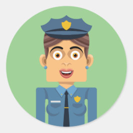 Pegatina Redonda Mujer policia