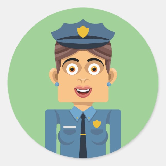 Pegatina Redonda Mujer policia (Anverso)