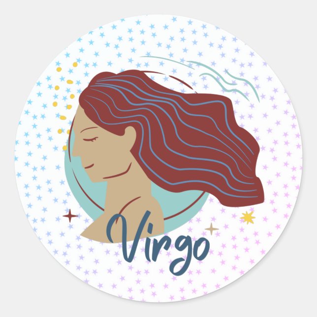 Pegatina Redonda Mujer virgo moderna Zodiac (Anverso)