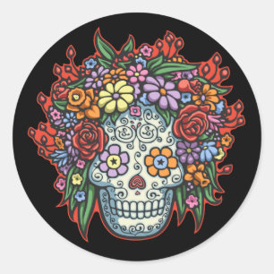 Pegatina Redonda Mujere Muerta Con Gracias II