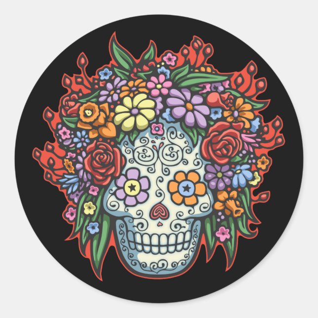 Pegatina Redonda Mujere Muerta Con Gracias II (Anverso)