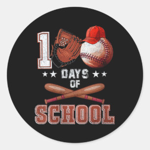 Pegatina Redonda Mujeres 100 Días De Béisbol Escolar 100º Día Para 