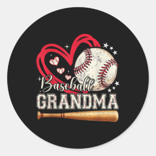 Pegatina Redonda Mujeres Abuelas de Béisbol en familia