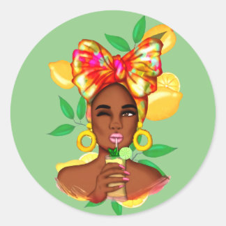 Pegatina Redonda Mujeres Africanas