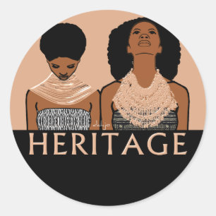 Pegatina Redonda Mujeres africanas con los collares tribales