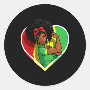Pegatina Redonda Mujeres afroamericanas de raza negra Melanin Junet