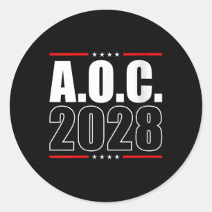 Pegatina Redonda Mujeres Aoc 2028 A.C. 2028 Para Presidente Aoc 28 