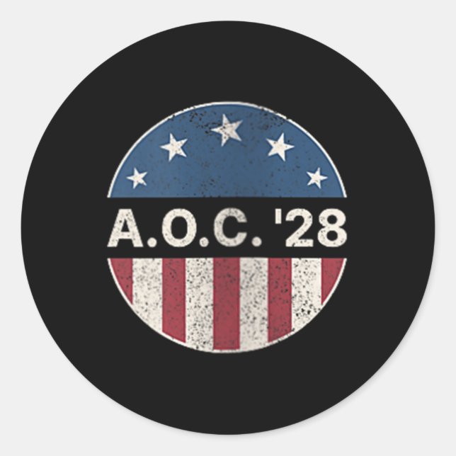 Pegatina Redonda Mujeres Aoc 2028 A.C. 2028 Por el Presidente Ameri (Anverso)