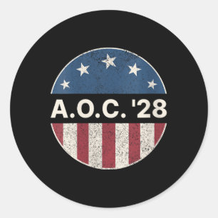 Pegatina Redonda Mujeres Aoc 2028 A.C. 2028 Por el Presidente Ameri