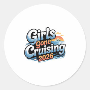 Pegatina Redonda Mujeres Chicas Crucero 2026 Vacaciones de Crucero