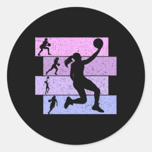 Pegatina Redonda Mujeres Chicas de baloncesto 1