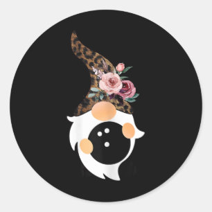 Pegatina Redonda Mujeres Chicas Lindas Bolos Y Gnomo Con Floral Leo