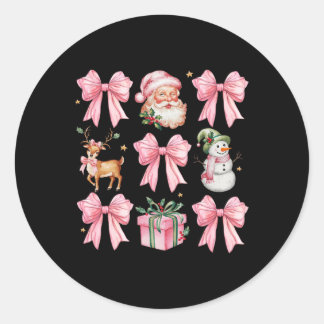 Pegatina Redonda Mujeres Chicas Niños Coquette Árbol de Navidad Ros