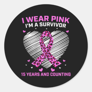 Pegatina Redonda Mujeres Cinta rosa Sobreviviente de Cáncer de Mama