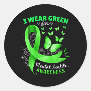 Pegatina Redonda Mujeres Con Las Que Uso El Verde Para Concienciar