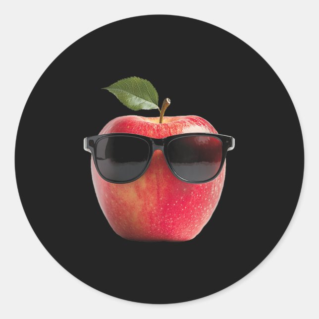 Pegatina Redonda Mujeres Con Sungules Gráfica De Ropa De Fruta Grac (Anverso)