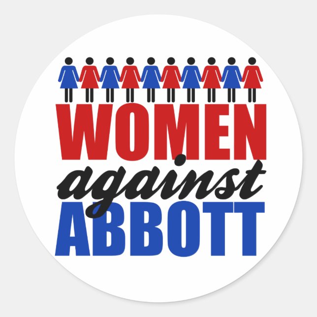 Pegatina Redonda Mujeres contra Greg Abbott Texas Political (Anverso)