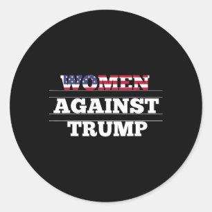 Pegatina Redonda Mujeres Contra Trump - Resistencia Anti Donald Tru