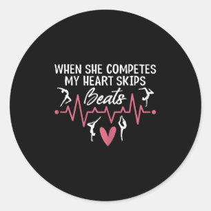 Pegatina Redonda Mujeres Cuando Compite Mi Corazón Se Salta Los Lat