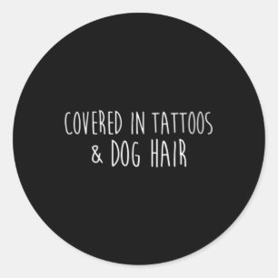 Pegatina Redonda Mujeres Cubiertas De Tatuajes Y Artistas De Pelo D