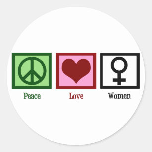 Pegatina Redonda Mujeres del amor de la paz