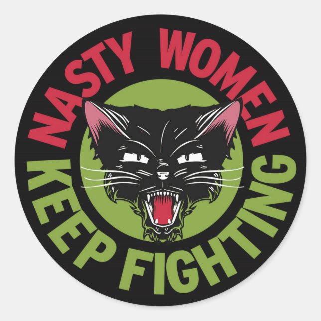 Pegatina Redonda Mujeres desagradables siguen luchando contra el Pe (Anverso)