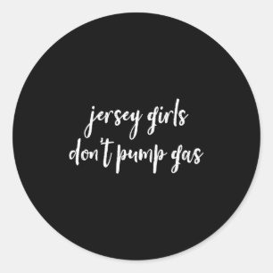Pegatina Redonda Mujeres Divertidas de Nueva Jersey, Chicas de Jers