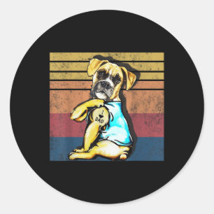 Pegatina Redonda Mujeres divertidas regalos de perro Boxer I Love D