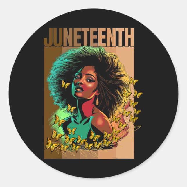 Pegatina Redonda Mujeres El 19 de Junio Es Mi Día De Independencia  (Anverso)