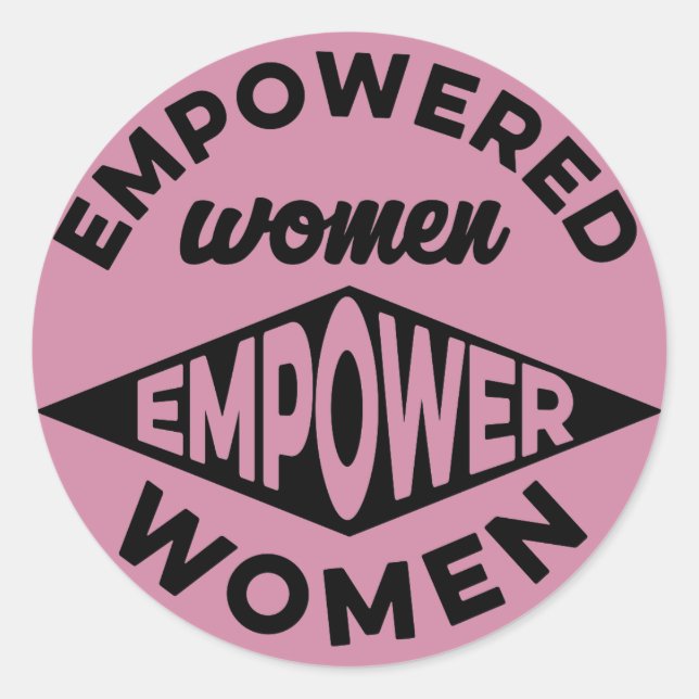Pegatina Redonda Mujeres empoderadas empoderan a las mujeres (Anverso)