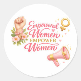 Pegatina Redonda Mujeres empoderadas empoderan a mujeres