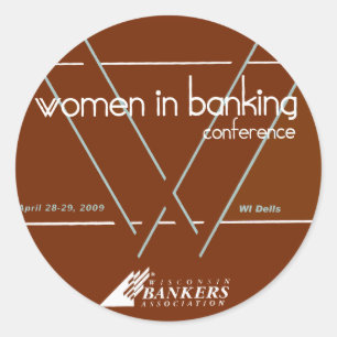 Pegatina Redonda Mujeres en actividades bancarias conferencia el