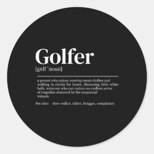 Pegatina Redonda Mujeres en el campo de golf masculinas