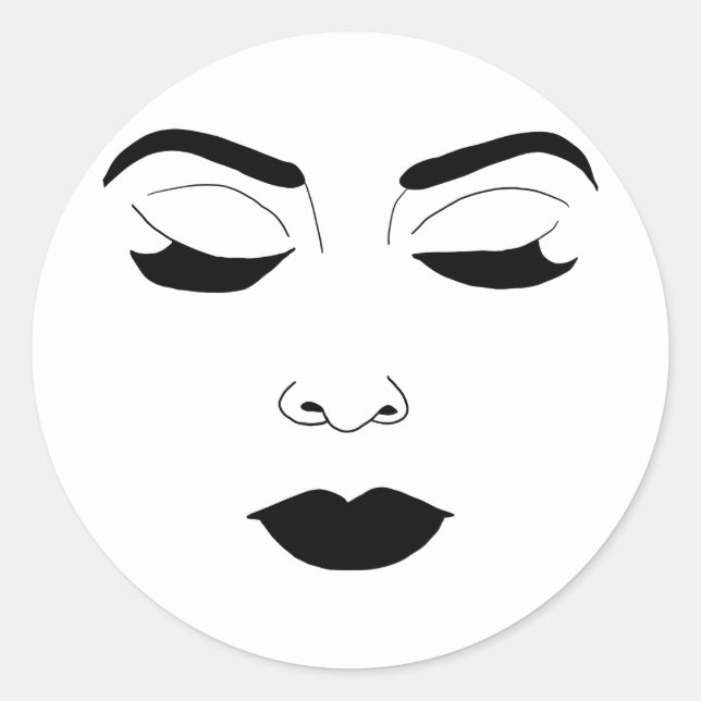 Pegatina Redonda Mujeres enfrentan ojos cerrados maquillaje arte de (Anverso)