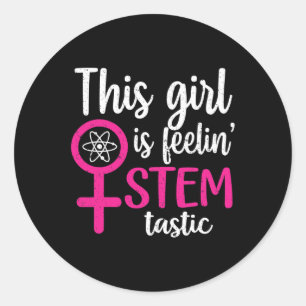 Pegatina Redonda Mujeres Esteministas De La Ciencia