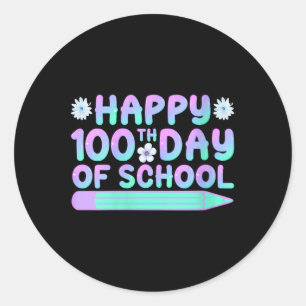 Pegatina Redonda Mujeres Felices Cien Días Escolares De Arco Iris 1