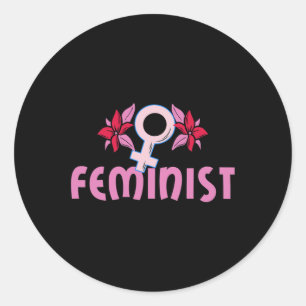 Pegatina Redonda Mujeres feministas fuertes