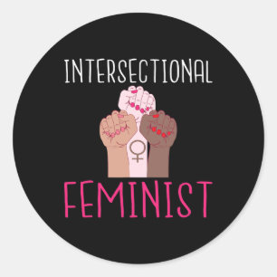 Pegatina Redonda Mujeres fuertes interseccionistas feministas