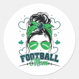 Pegatina Redonda Mujeres Fútbol Mamá Lío Moño Fútbol Amor Fútbol Ju