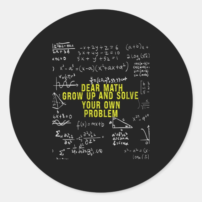 Pegatina Redonda Mujeres Graciosas Queridas Matemáticas Crecen Y Re (Anverso)