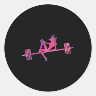 Pegatina Redonda Mujeres Halloween Witch Halloween Gym trabajando