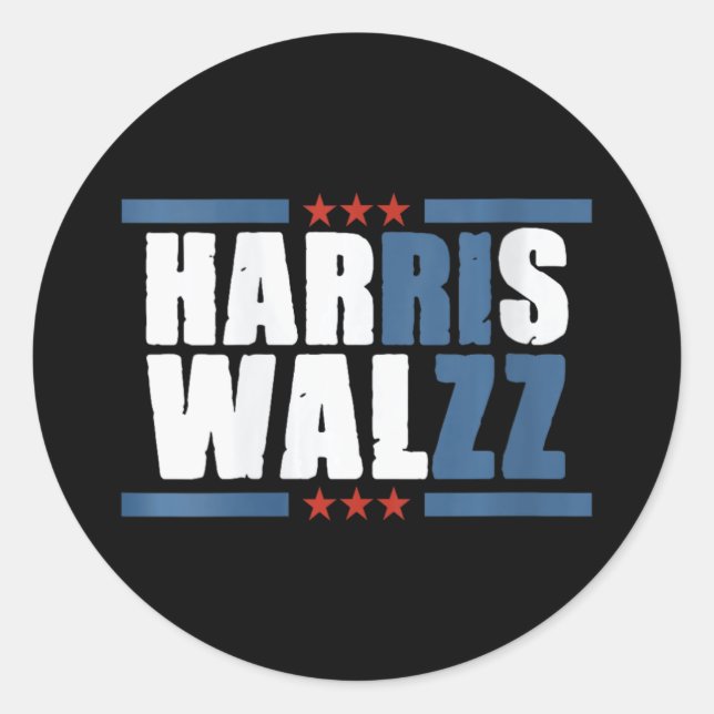 Pegatina Redonda Mujeres Harris Wz Rizz Graciosa Votación Kamala Pr (Anverso)