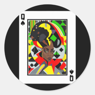 Pegatina Redonda Mujeres Historia Negra Junetdecilla Reina Negra Q