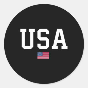 Pegatina Redonda Mujeres Hombres Niños EEUU Bandera Americana Patri