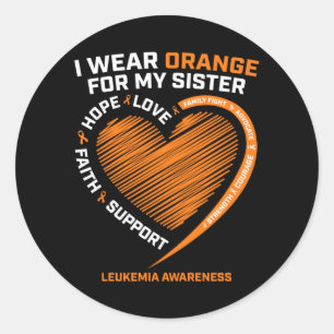 Pegatina Redonda Mujeres Hombres Usan Naranja Por La Leucemia De La