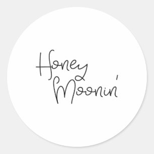 Pegatina Redonda Mujeres Honeymooning luna de miel Parejas de luna 