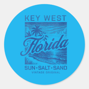 Pegatina Redonda Mujeres Key West Florida Keys Playa Sol Sal Arena