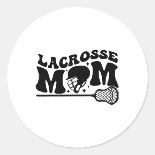 Pegatina Redonda Mujeres Lacrosse Mom Lacrosse Stick Wife