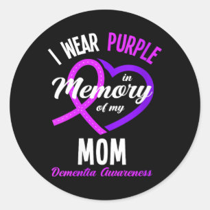 Pegatina Redonda Mujeres Llevo Morado En Memoria De Mi Mamá Demenci