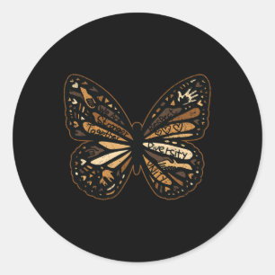 Pegatina Redonda Mujeres Mariposa Mes de Historia Negra Hombres Muj